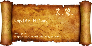Káplár Milán névjegykártya