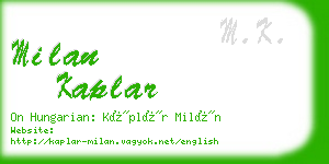 milan kaplar business card